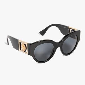 Versace Women's Sunglasses in Black with Gold Details